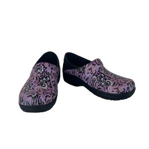 Crocs Dual Comfort Clogs Slip On Shoes Pink Black Paisley Womens 7